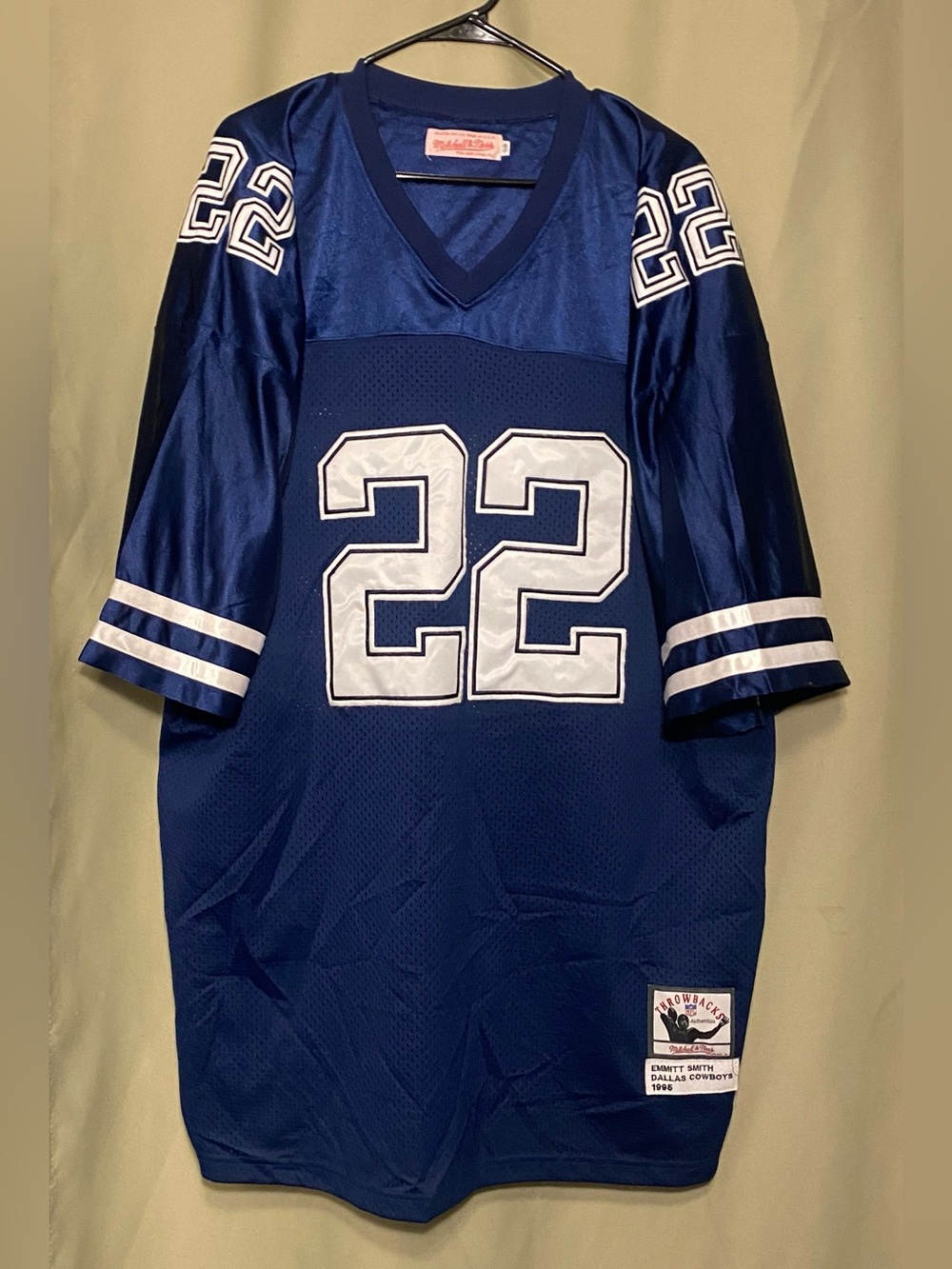 Emmitt Smith #22 1995 Dallas Cowboys Throwback Jersey Blue Mitchell & Ness 58
